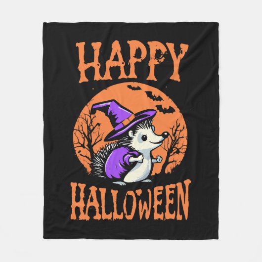 Happy Halloween Igel Hexe Fleecedecke (Vorderseite)