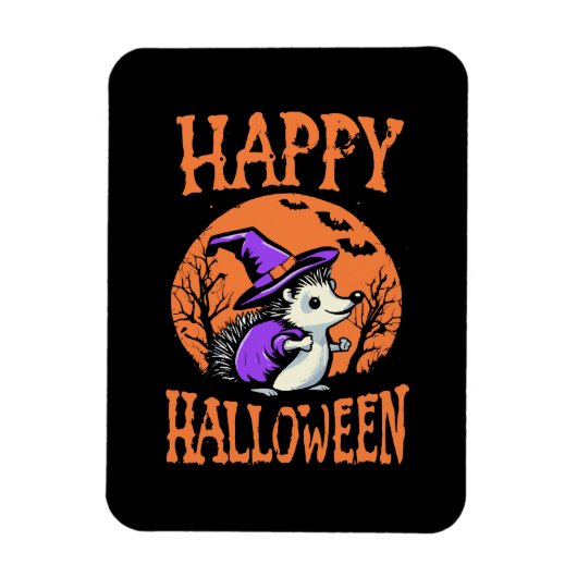 Happy Halloween Igel Hexe Magnet (Vertikal)