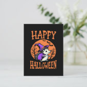 Happy Halloween Igel Hexe Postkarte (Stehend Vorderseite)