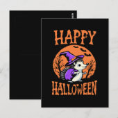 Happy Halloween Igel Hexe Postkarte (Vorne/Hinten)