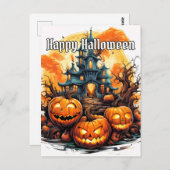 Happy Halloween | Illuminieren von Nefarious Pumpk Postkarte (Vorne/Hinten)