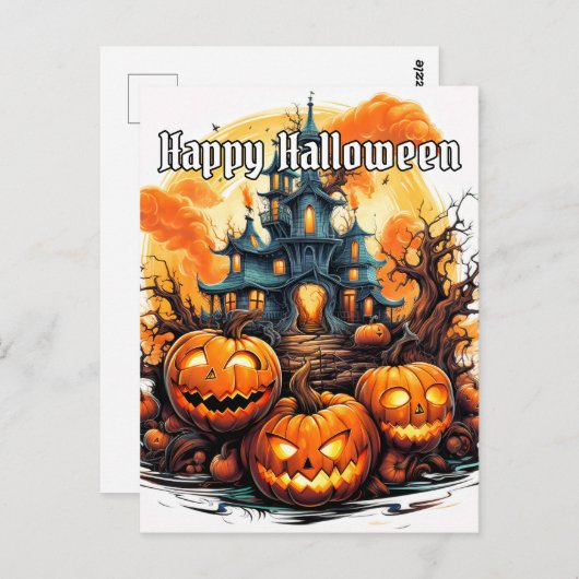 Happy Halloween | Illuminieren von Nefarious Pumpk Postkarte (Vorne/Hinten)