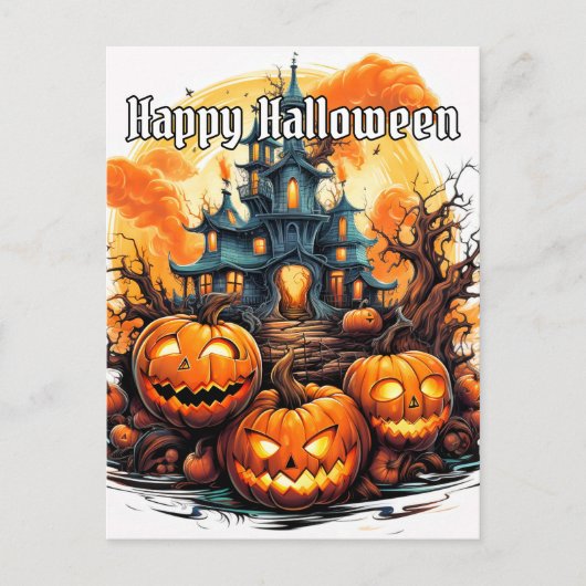 Happy Halloween | Illuminieren von Nefarious Pumpk Postkarte (Vorderseite)