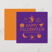 Happy Halloween individuelle Name lila Karte (Vorne/Hinten)