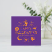 Happy Halloween individuelle Name lila Karte (Stehend Vorderseite)