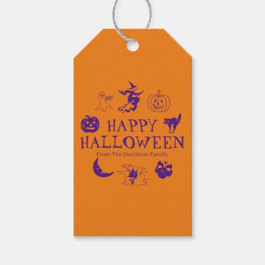 Happy Halloween individuelle Name Orange lila spoo Geschenkanhänger (Vorderseite)