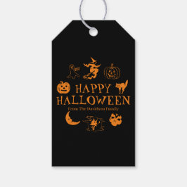 Happy Halloween individuelle Name Orange spooky Geschenkanhänger