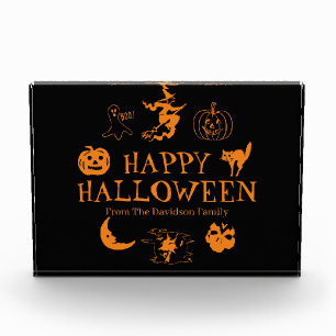 Happy Halloween individuelle Name Schwarz-Orange D Fotoblock