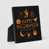 Happy Halloween individuelle Name Schwarz-Orange D Fotoplatte (Vorderseite)