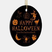 Happy Halloween individuelle Name Schwarz-Orange D Keramik Ornament (Rechts)
