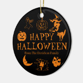 Happy Halloween individuelle Name Schwarz-Orange D Keramik Ornament (Links)