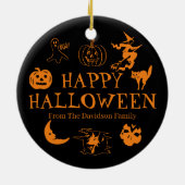 Happy Halloween individuelle Name Schwarz-Orange D Keramik Ornament (Hinten)