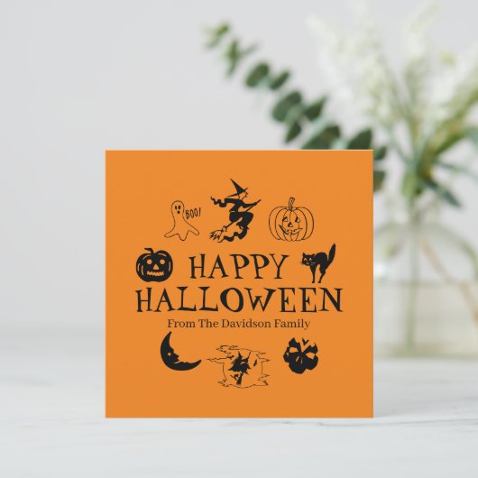 Happy Halloween individuelle Name Schwarz-Orange-K (Stehend Vorderseite)