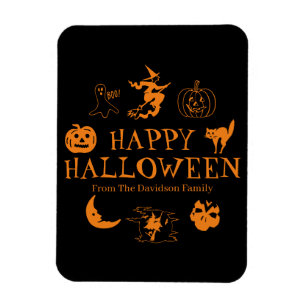 Happy Halloween individuelle Name schwarz-orange L Magnet