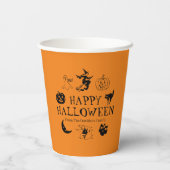 Happy Halloween individuelle Name schwarz-orange L Pappbecher (Rückseite)