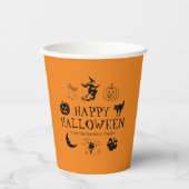 Happy Halloween individuelle Name schwarz-orange L Pappbecher (Vorderseite)