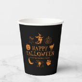 Happy Halloween individuelle Name schwarz-orange L Pappbecher (Vorderseite)