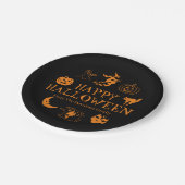 Happy Halloween individuelle Name schwarz-orange L Pappteller (Schrägansicht)