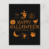 Happy Halloween individuelle Name schwarz-orange L Postkarte (Vorderseite)