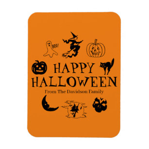 Happy Halloween individuelle Name schwarz & orange Magnet