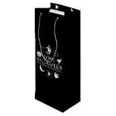 Happy Halloween individuelle Name schwarz spooky Geschenktüte Für Weinflaschen (Rückseite Schrägansicht)