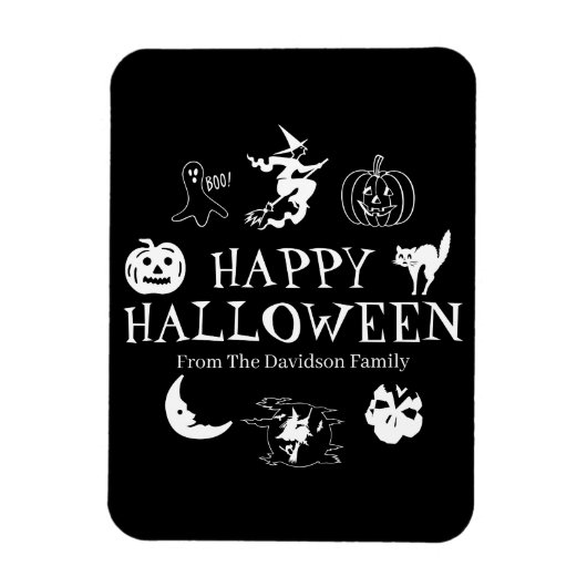 Happy Halloween individuelle Name schwarz spooky Magnet (Vertikal)