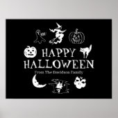 Happy Halloween individuelle Name schwarz spooky Poster (Vorne)