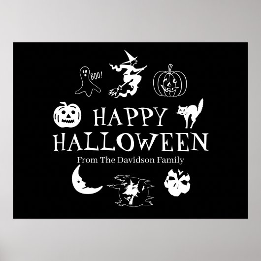Happy Halloween individuelle Name schwarz spooky Poster (Vorne)
