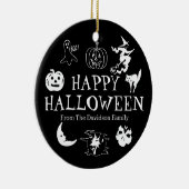 Happy Halloween individuelle Name Schwarz-Weiß-Dek Keramik Ornament (Rechts)