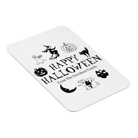 Happy Halloween individuelle Name Schwarz-weiß Magnet (Rechte Seite)