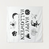 Happy Halloween individuelle Name Schwarz-weiße De Wandteppich (Vorderseite (Horizontal))