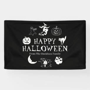 Happy Halloween individuelle Name Schwarz-weiße Sp Banner
