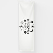 Happy Halloween individuelle Name Schwarz-weiße Sp Banner (Vertikal)