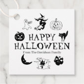 Happy Halloween individuelle Name Schwarz-weiße Sp Geschenkanhänger (Vorderseite)