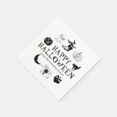 Happy Halloween individuelle Name Schwarz-weiße Sp Serviette (Ecke)