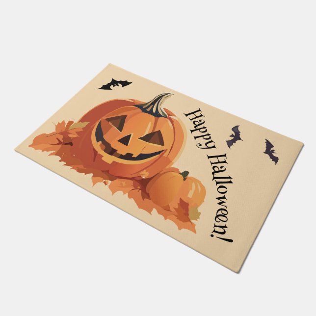 Happy Halloween Jack 0 Lattern Fußmatte (Schrägansicht)