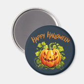Happy Halloween Jack-O-Lantern auf Wein Magnet (Vorderseite/Rückseite)