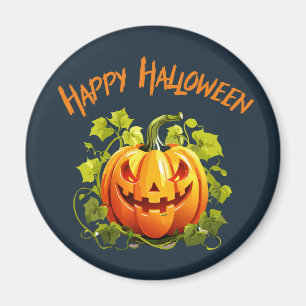 Happy Halloween Jack-O-Lantern auf Wein Magnet