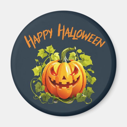 Happy Halloween Jack-O-Lantern auf Wein Magnet (Vorne)