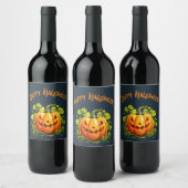 Happy Halloween Jack-O-Lantern auf Wein Weinetikett (Flaschen)