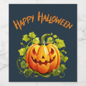 Happy Halloween Jack-O-Lantern auf Wein Weinetikett (Einzelnes Label)