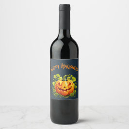 Happy Halloween Jack-O-Lantern auf Wein Weinetikett