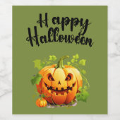 Happy Halloween Jack-O-Lantern auf Wein Weinetikett (Einzelnes Label)