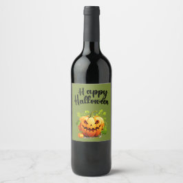 Happy Halloween Jack-O-Lantern auf Wein Weinetikett