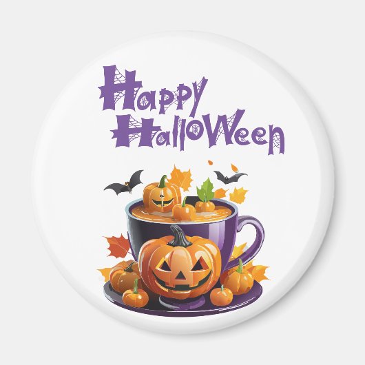 Happy Halloween Jack-O-Lantern Brew Cup Magnet (Vorne)