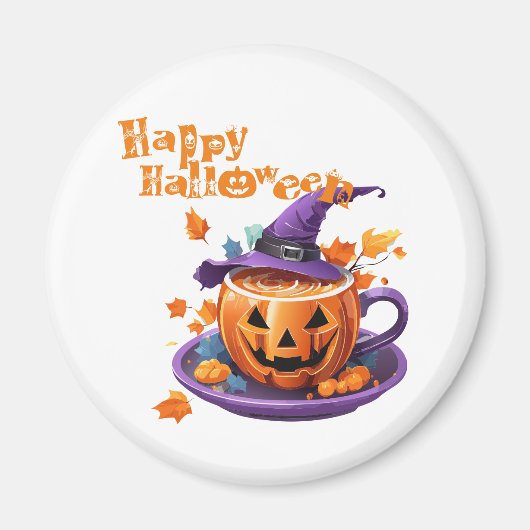 Happy Halloween Jack-O-Lantern Brew Cup Magnet (Vorne)