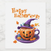 Happy Halloween Jack-O-Lantern Brew Cup Weinetikett (Einzelnes Label)