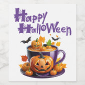 Happy Halloween Jack-O-Lantern Brew Cup Weinetikett (Einzelnes Label)