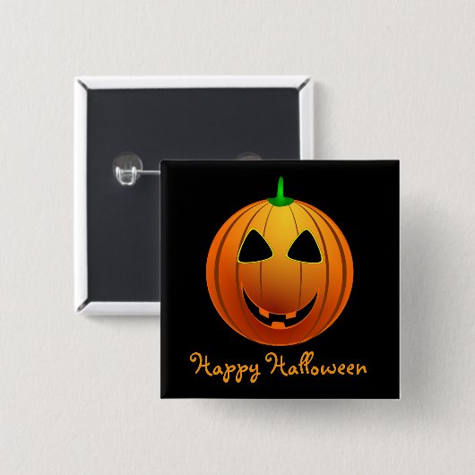 Happy Halloween Jack 'o Lantern Button (Vorne & Hinten)