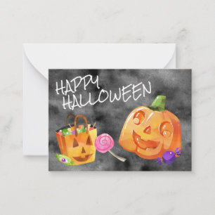 Happy Halloween Jack O' Lantern Candy Orange Black Mitteilungskarte